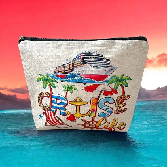 Cruise Life Cosmetic Makeup Zipper Bag - Picture 1 of 4
